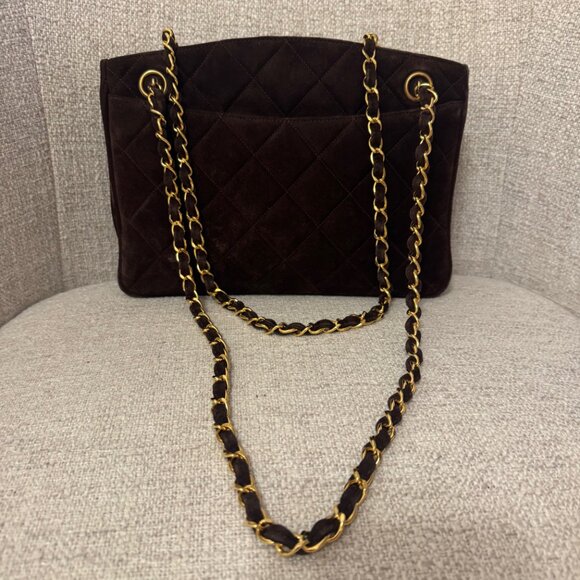 Authentic Vintage Chanel Brown Suede Shoulder Bag - Picture 2 of 13